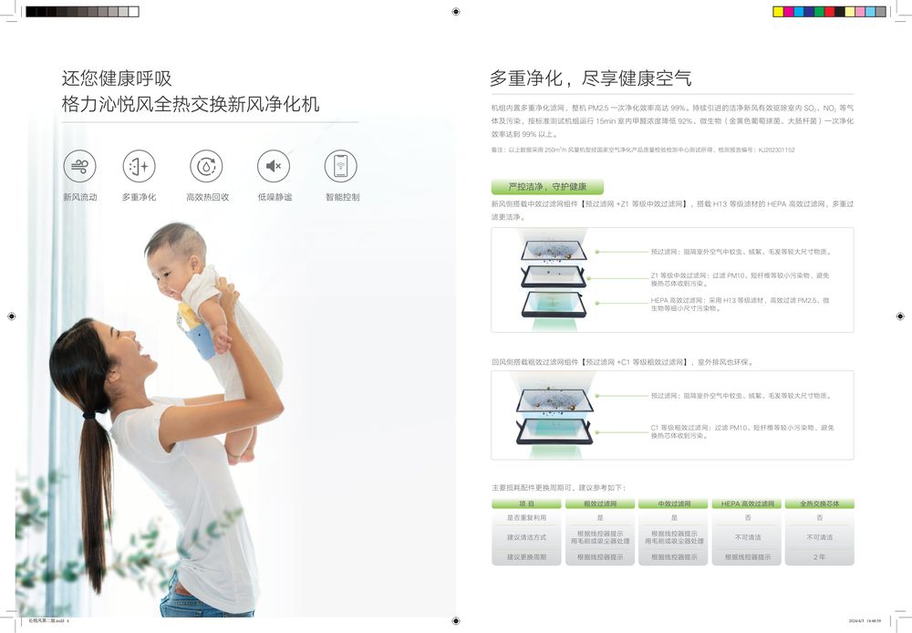 沁悦风全热交换新风净化机产品画册GPHCQYF-24-D-4